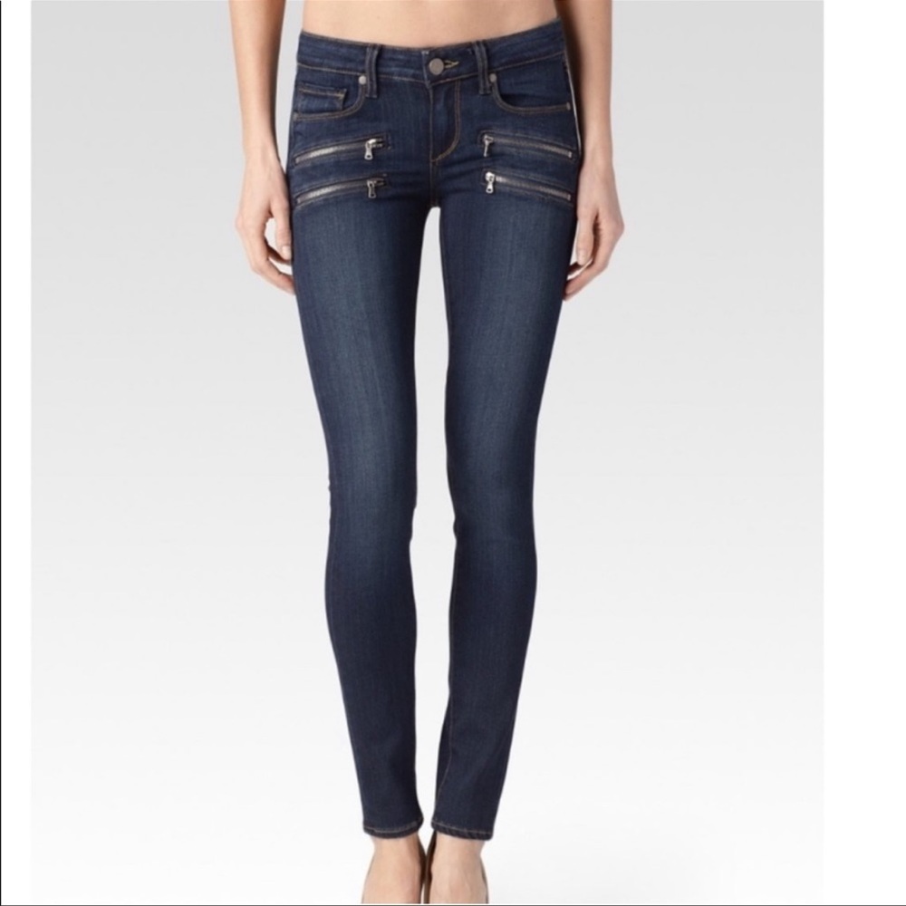 Paige Edgemont Moto Skinny Jeans Zippered Sz 25